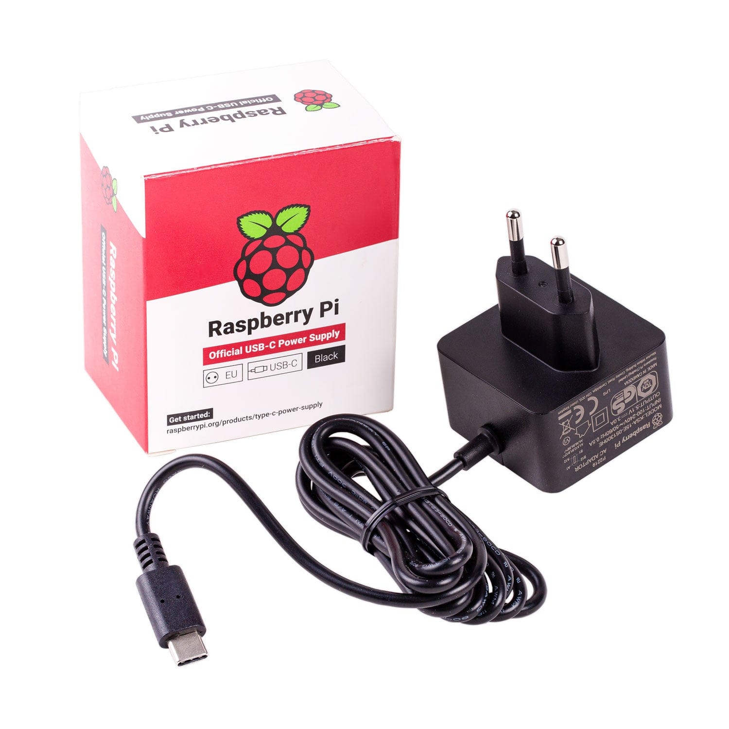 Raspberry Pi 15W USB-C Power Supply - EU Plug by Raspberry Pi - The Pi Hut