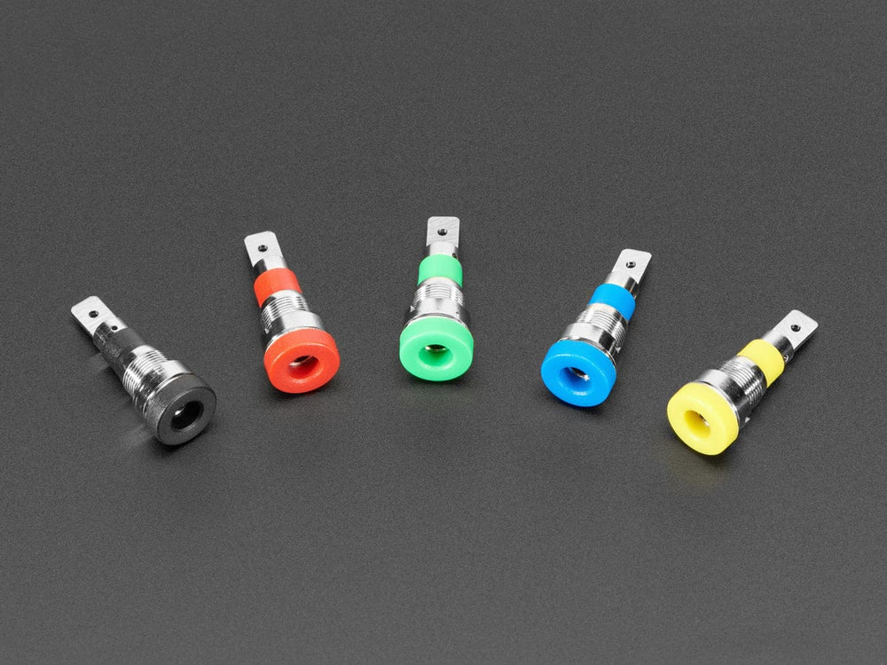 Panel-Mount Banana Jacks 4mm - Pack of 5 Multi-Color by The Pi Hut - The Pi Hut