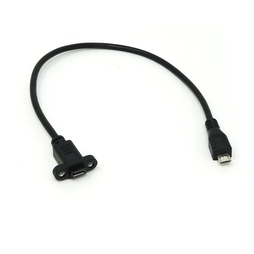 Panel Mount Extension USB Cable - Micro-USB Male to Female by The Pi Hut - The Pi Hut
