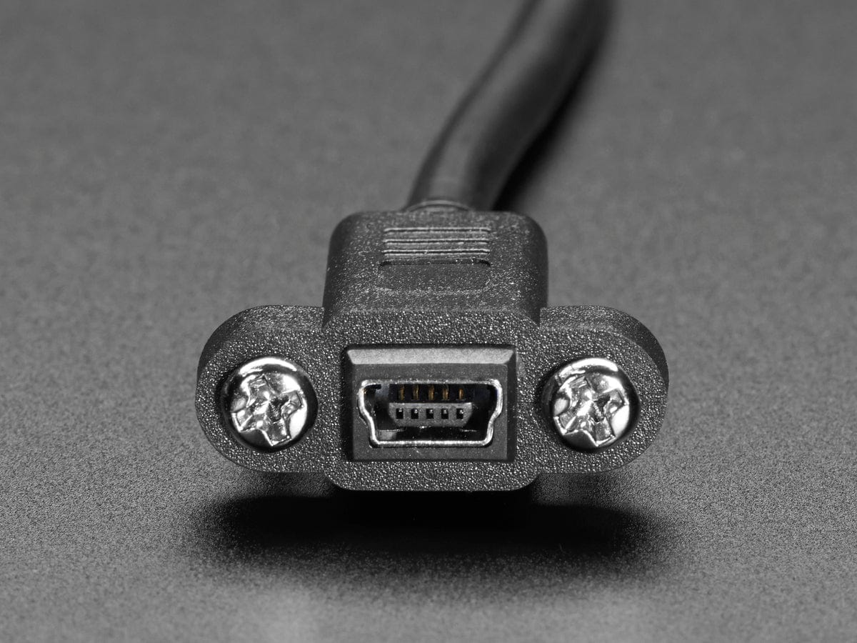 Panel Mount Extension USB Cable - Mini B Male to Mini B Female by The Pi Hut - The Pi Hut