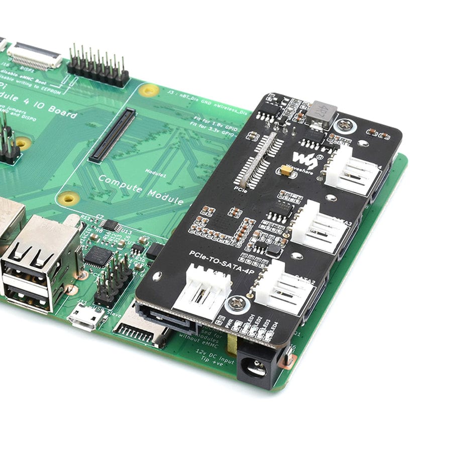 PCI-E to 4-channel SATA 3.0 Adapter for CM4 IO Board by Waveshare - The Pi Hut