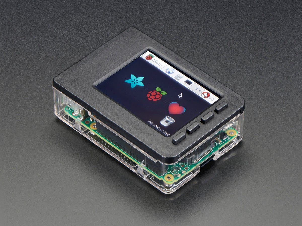 Pi Model B+ / Pi 2 / Pi 3 - Case Base and Faceplate Pack - Clear (for 2.8" PiTFT) by Adafruit - The Pi Hut