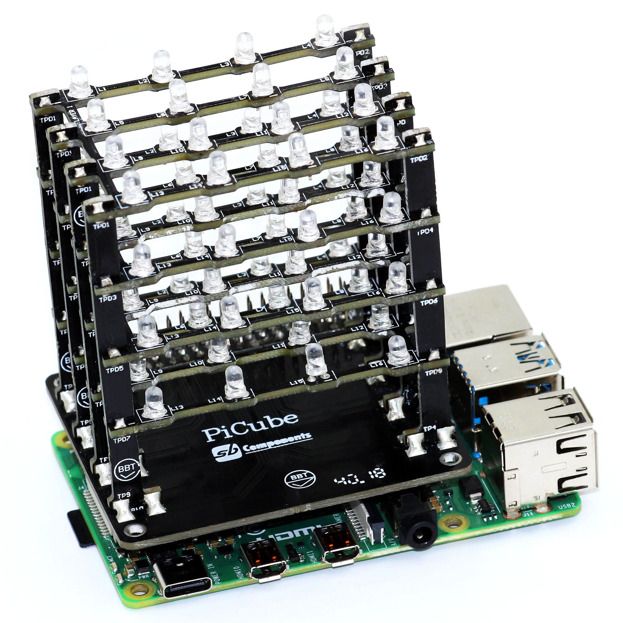 PiCube 4x4x4 LED Cube (Assembled) by SBC - The Pi Hut