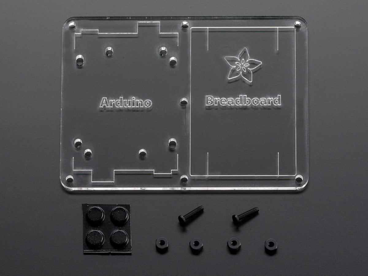 Plastic mounting plate for breadboard and Arduino - rubber feet! by Adafruit - The Pi Hut