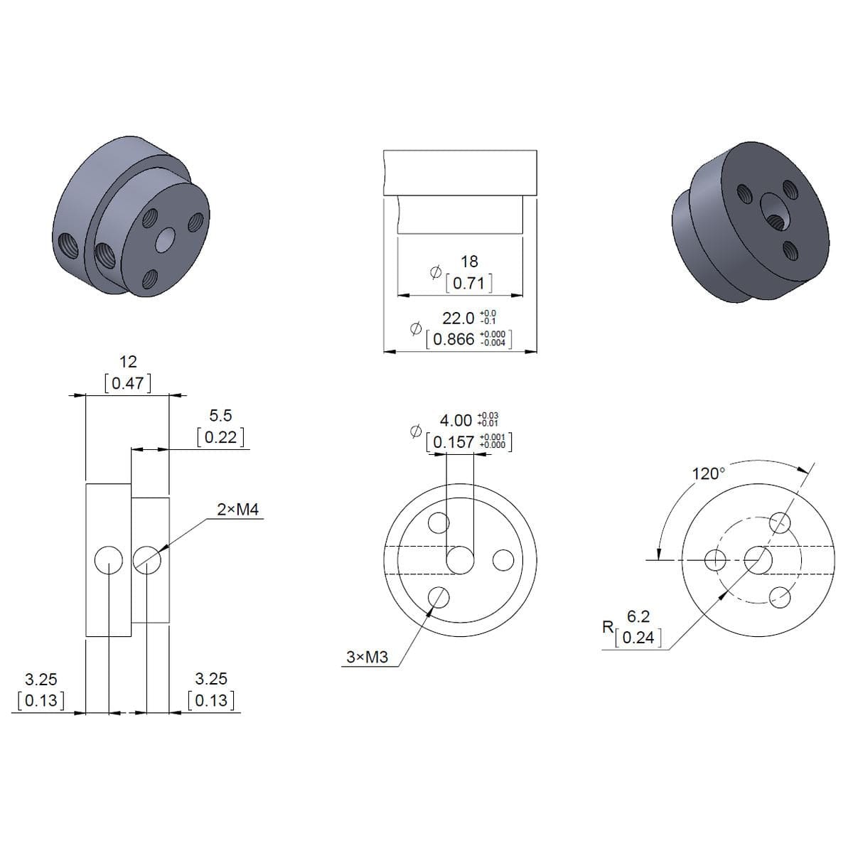 Pololu Aluminium Scooter Wheel Adapter for 4mm Shaft - The Pi Hut