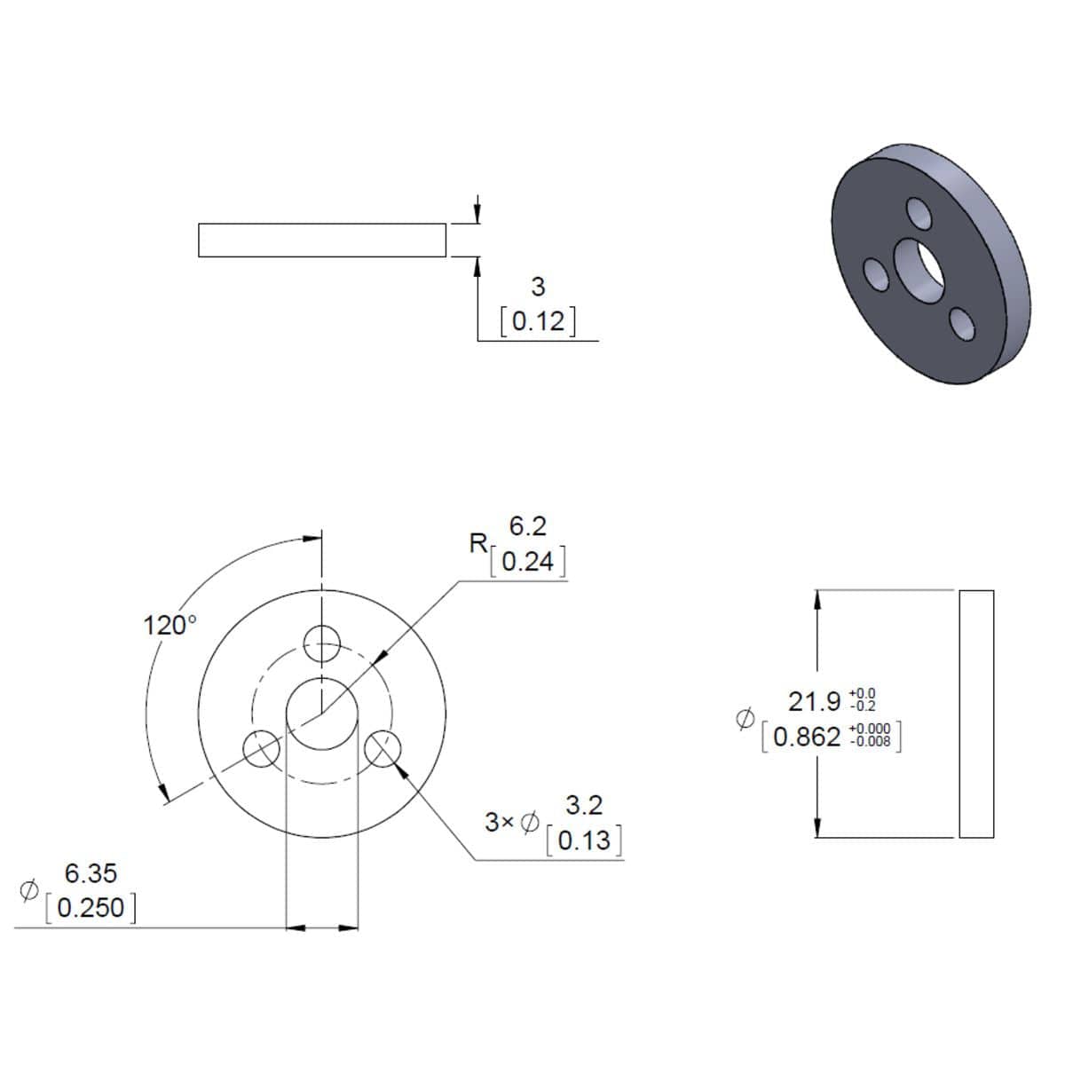 Pololu Aluminum Scooter Wheel Adapter for 6mm Shaft by Pololu - The Pi Hut