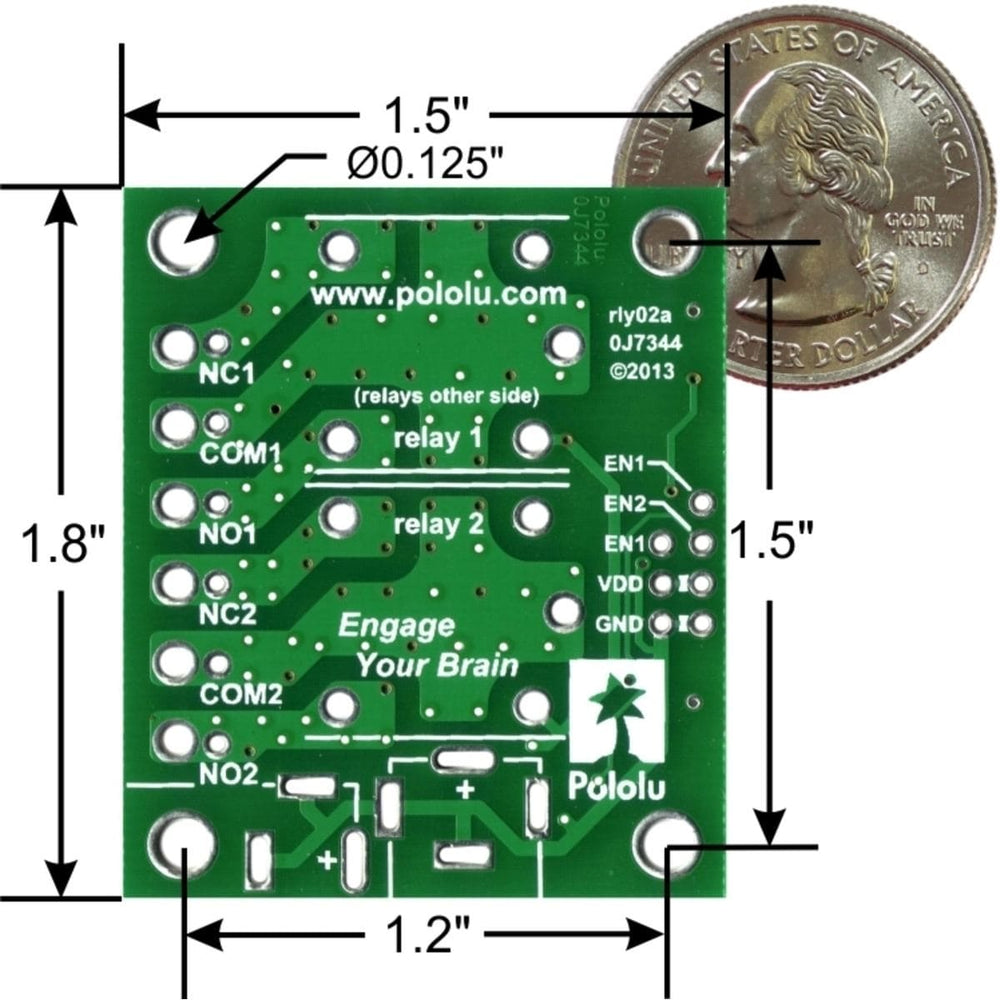 Pololu Basic 2-Channel SPDT Relay Carrier with 5VDC Relays (Assembled) by Pololu - The Pi Hut