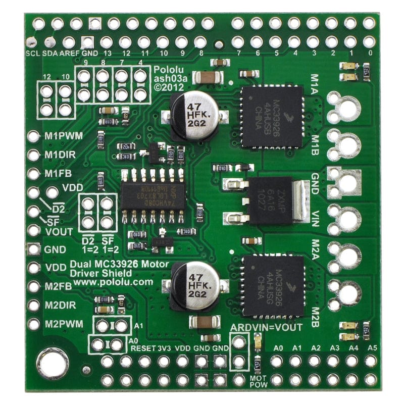 Pololu Dual MC33926 Motor Driver Shield for Arduino by Pololu - The Pi Hut