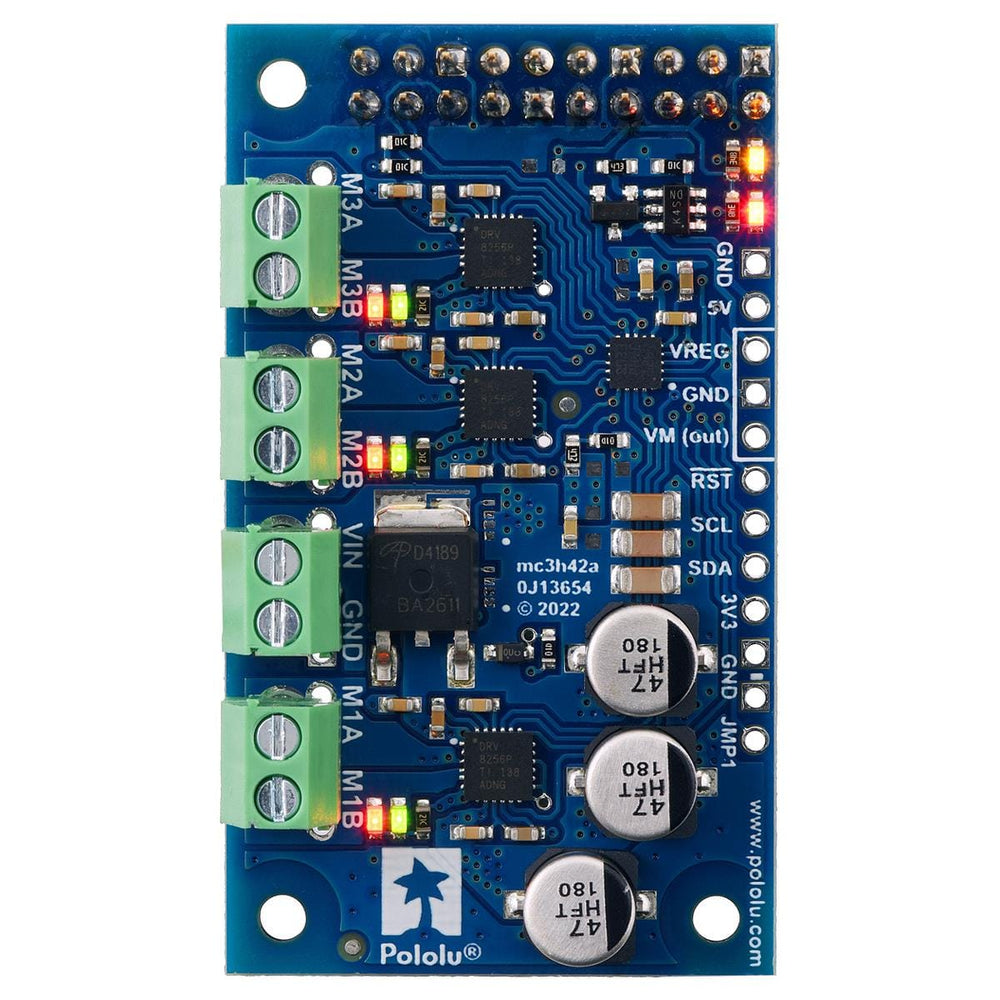Pololu Motoron M3H256 Triple Motor Controller for Raspberry Pi (Soldered) by Pololu - The Pi Hut