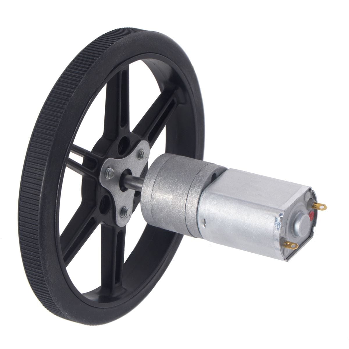 Pololu Multi-Hub Wheel w/Inserts for 3mm/4mm Shafts - 80x10mm Black (2-Pack) by Pololu - The Pi Hut