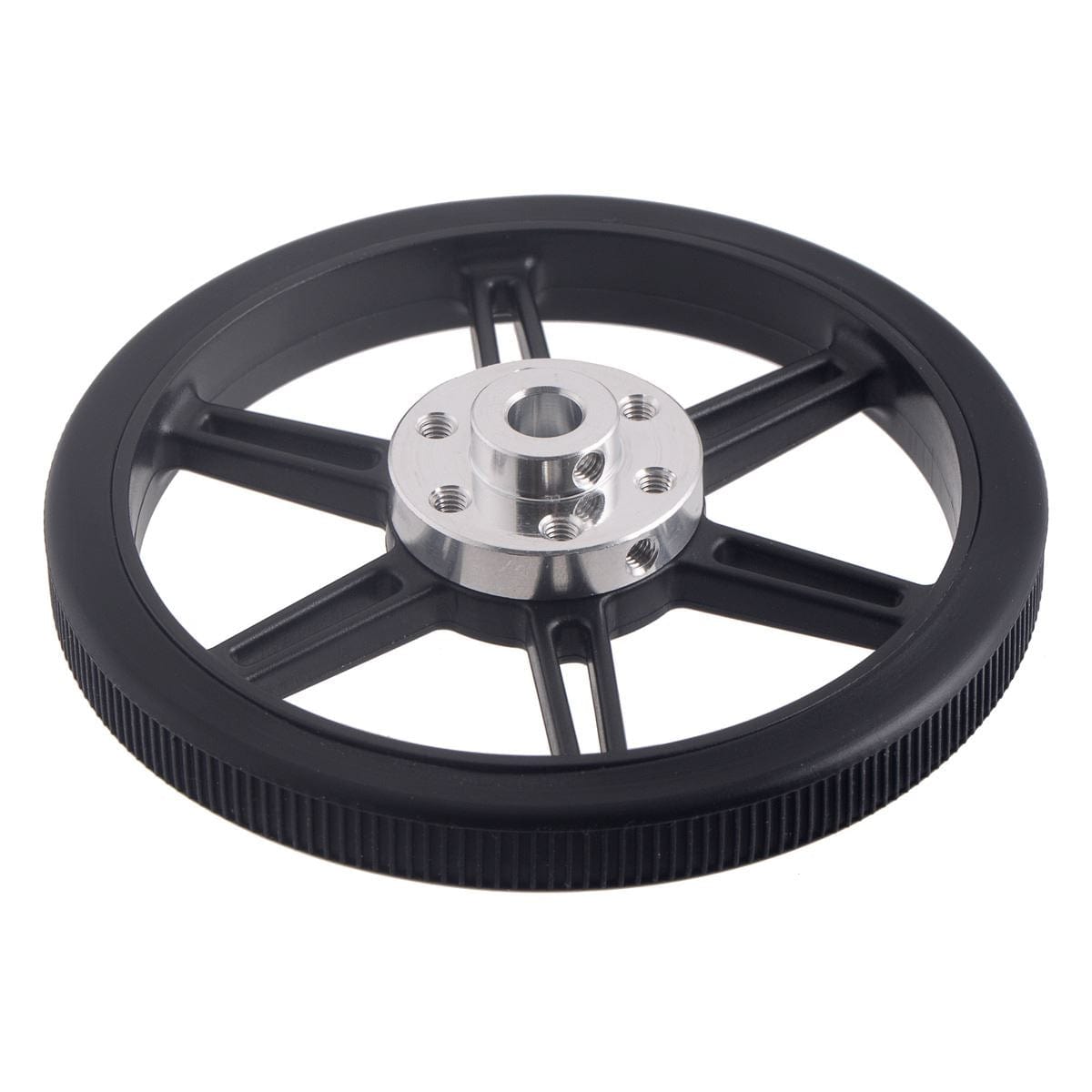 Pololu Multi-Hub Wheel w/Inserts for 3mm/4mm Shafts - 80x10mm Black (2-Pack) by Pololu - The Pi Hut