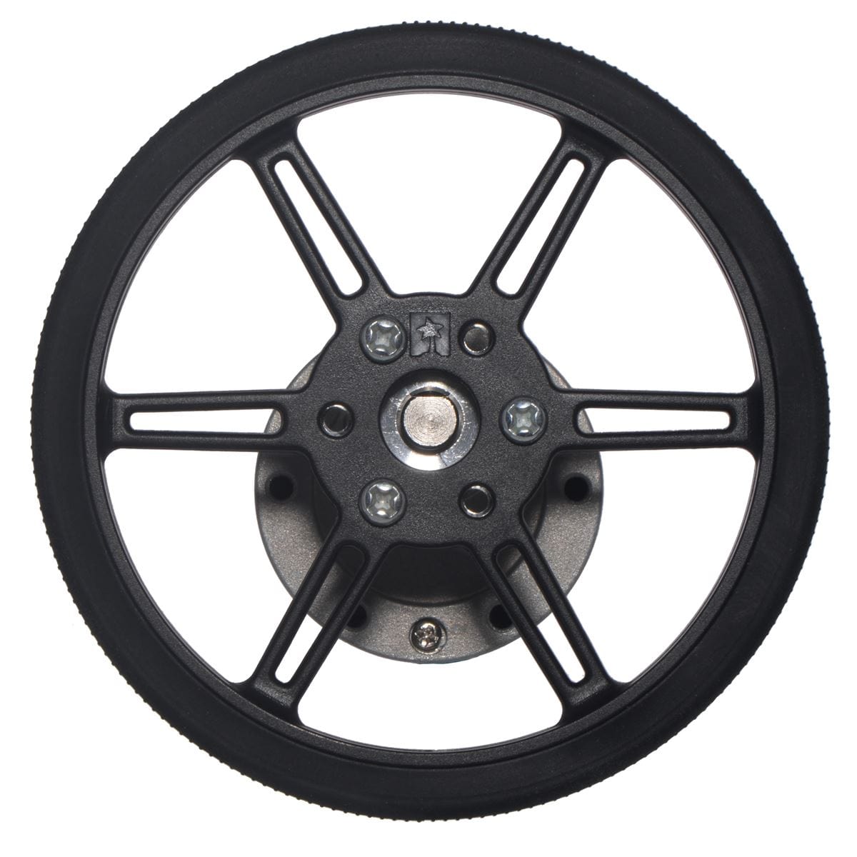 Pololu Multi-Hub Wheel w/Inserts for 3mm/4mm Shafts - 80x10mm Black (2-Pack) by Pololu - The Pi Hut