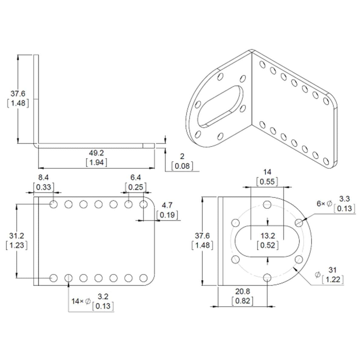 Pololu Stamped Aluminum L-Bracket Pair for 37D Metal Gearmotors - The Pi Hut