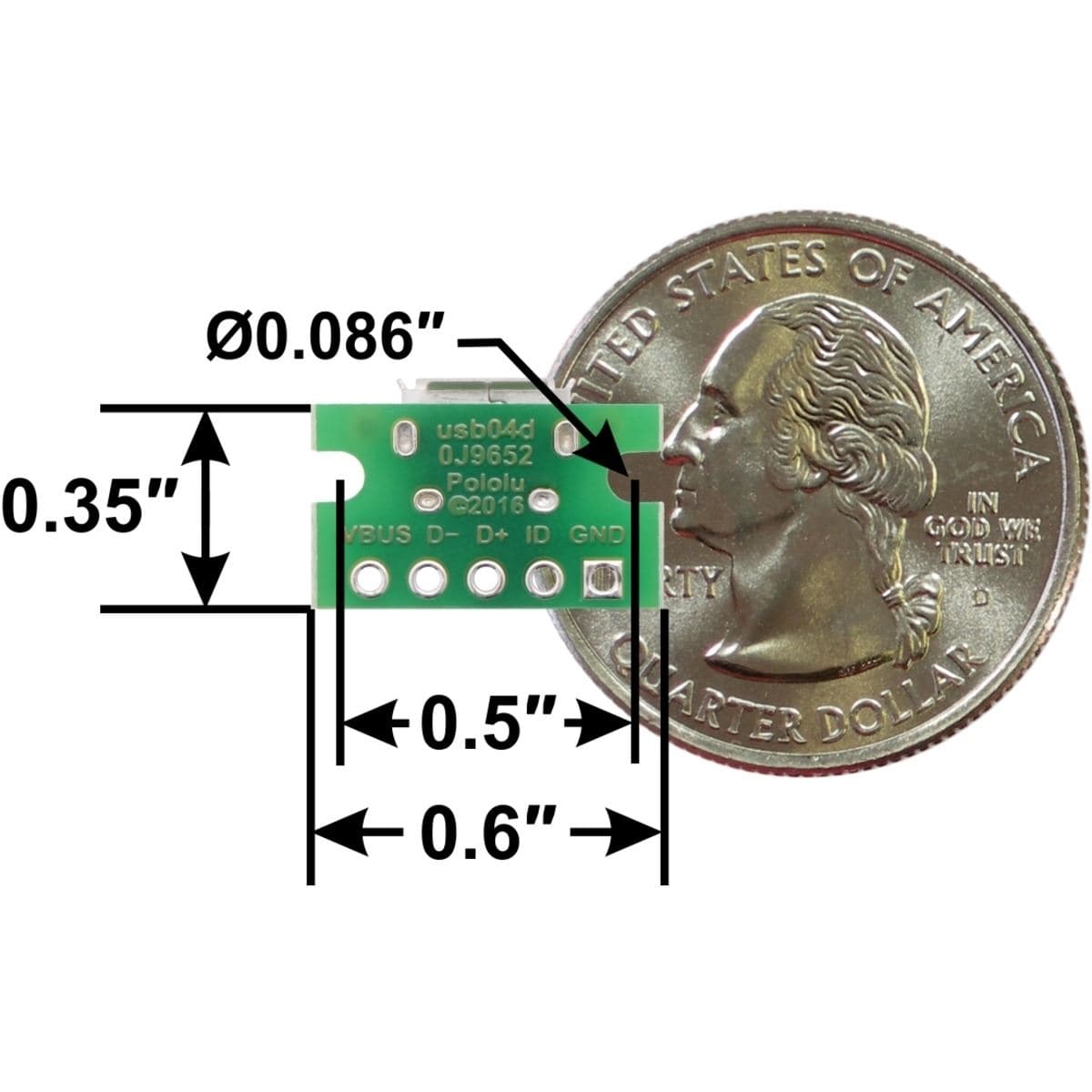 Pololu USB Micro-B Connector Breakout Board by Pololu - The Pi Hut