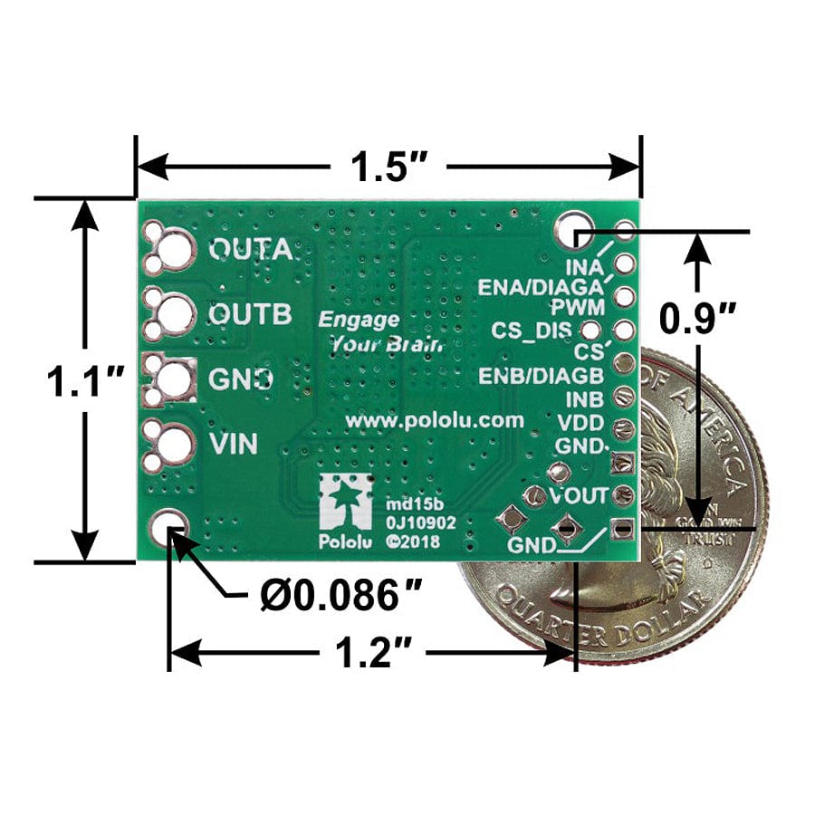 Pololu VNH5019 Motor Driver Carrier by Pololu - The Pi Hut