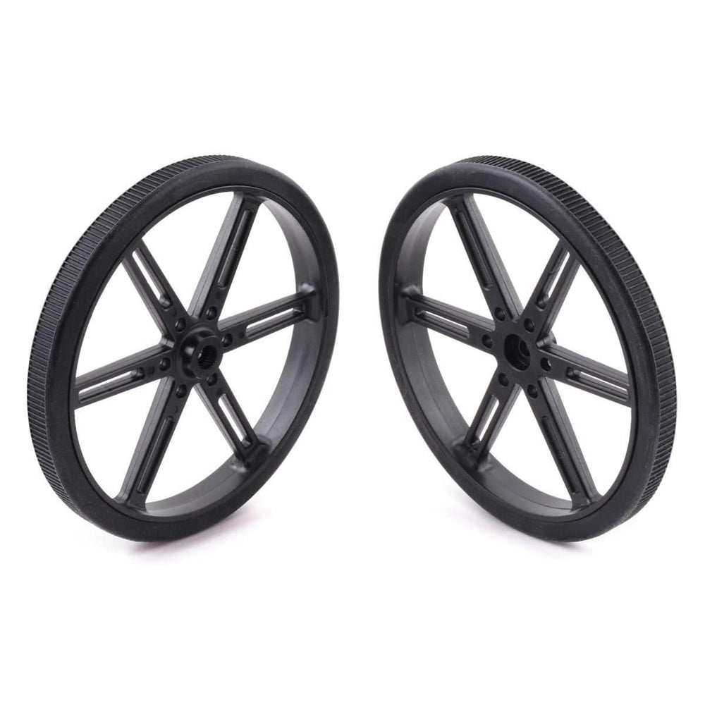 Pololu Wheel Pair for Standard Servo Splines (25T, 5.8mm) - 90×10mm, Black by Pololu - The Pi Hut