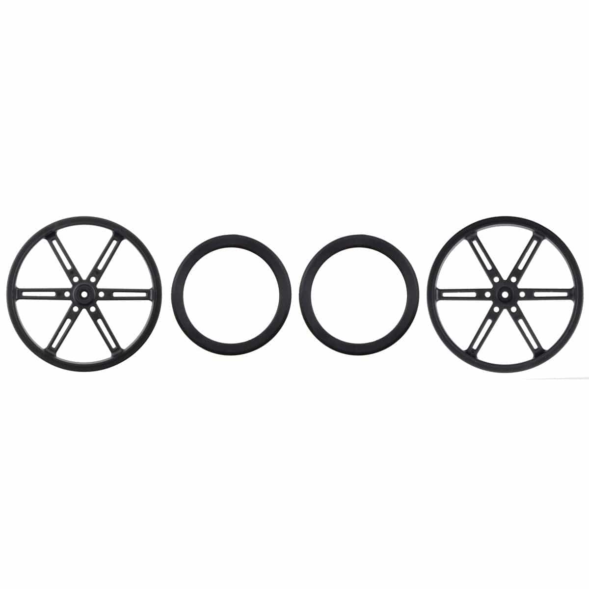 Pololu Wheel Pair for Standard Servo Splines (25T, 5.8mm) - 90×10mm, Black by Pololu - The Pi Hut