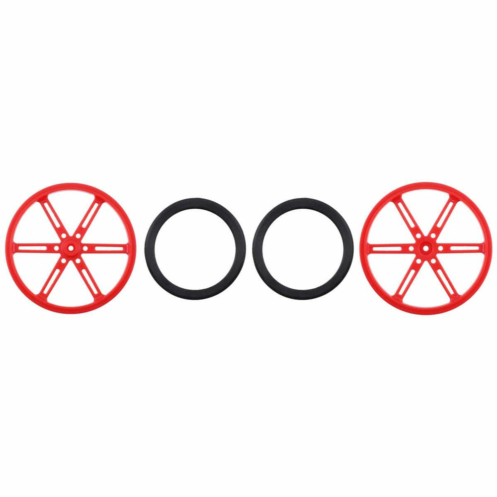 Pololu Wheel Pair for Standard Servo Splines (25T, 5.8mm) - 90×10mm, Red by Pololu - The Pi Hut
