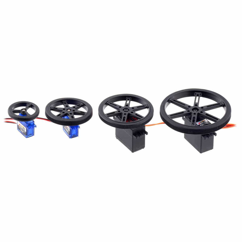 Pololu Wheel Pair for Standard Servo Splines (25T, 5.8mm) - 90×10mm, Red by Pololu - The Pi Hut