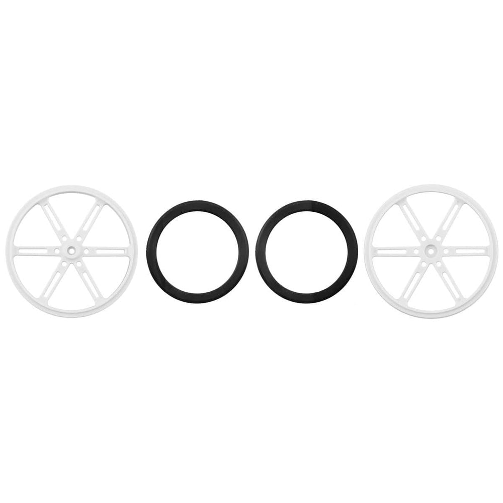 Pololu Wheel Pair for Standard Servo Splines (25T, 5.8mm) - 90×10mm, White by Pololu - The Pi Hut