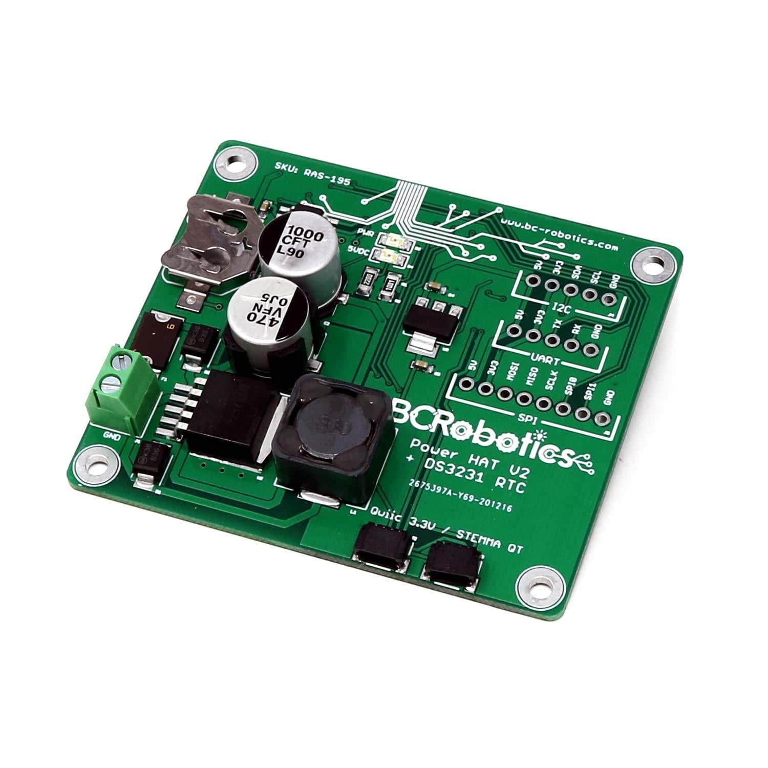 Power + RTC HAT for Raspberry Pi by BCRobotics - The Pi Hut