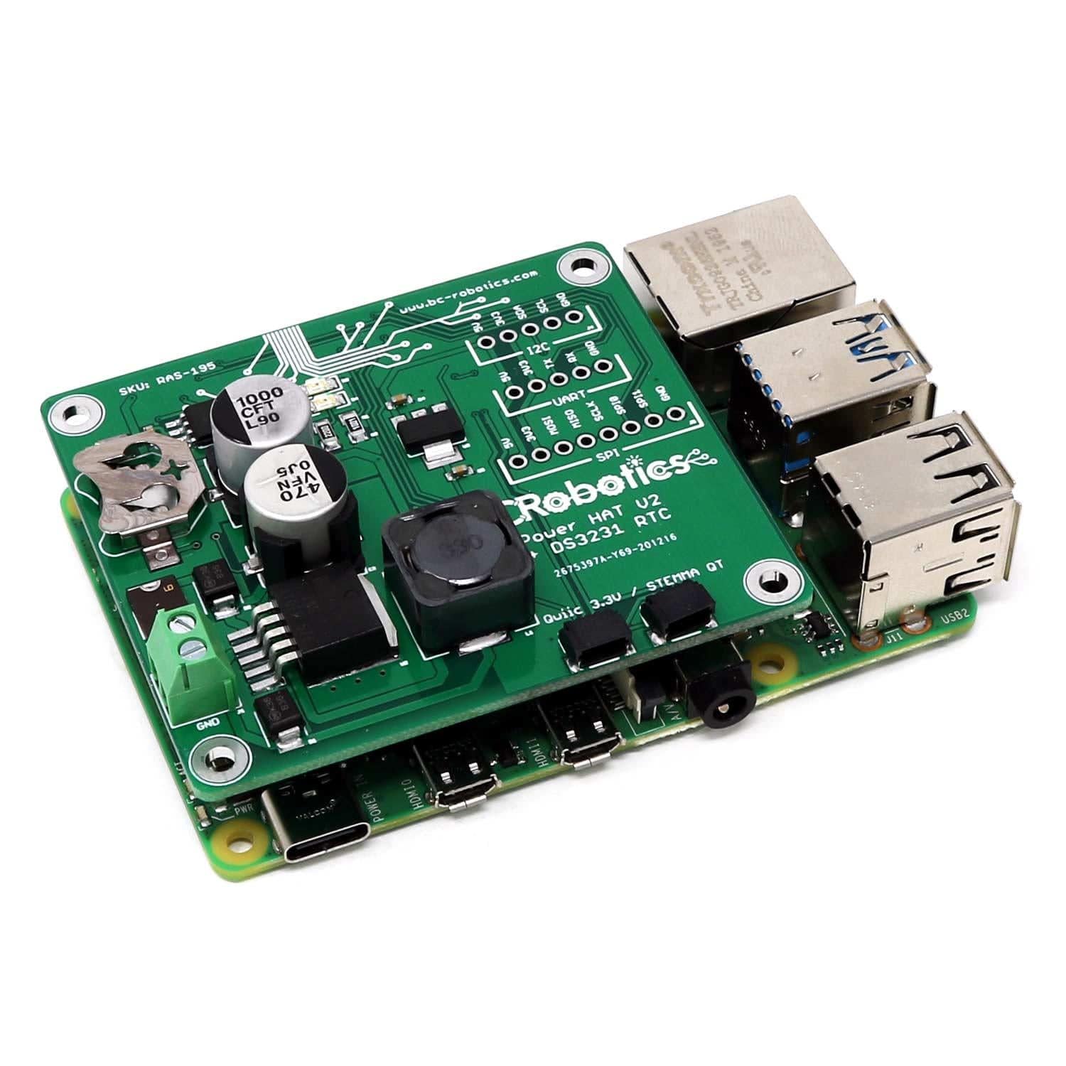 Power + RTC HAT for Raspberry Pi by BCRobotics - The Pi Hut