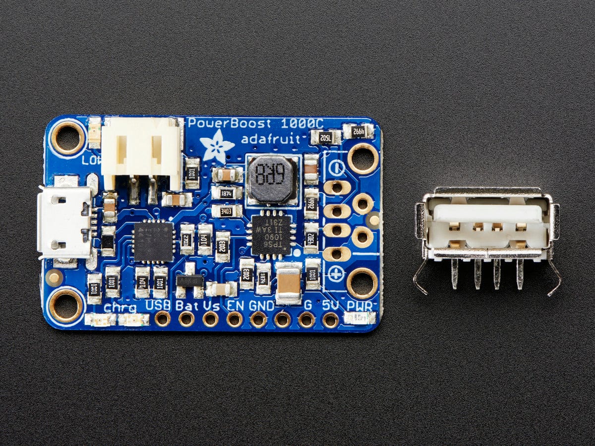PowerBoost 1000 Charger - Rechargeable 5V Lipo USB Boost @ 1A (1000C) by Adafruit - The Pi Hut