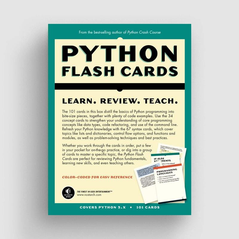 Python Flash Cards by No Starch Press - The Pi Hut