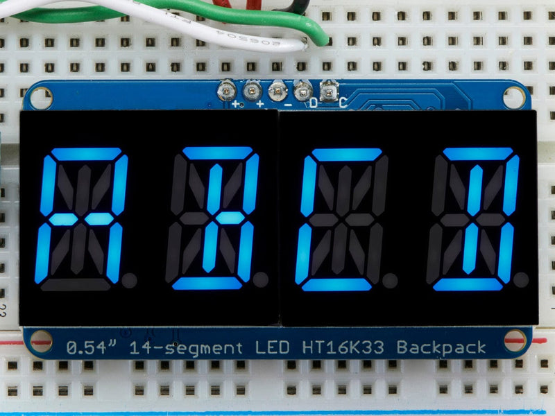 Quad Alphanumeric Display - Blue 0.54" Digits w/ I2C Backpack - The Pi Hut