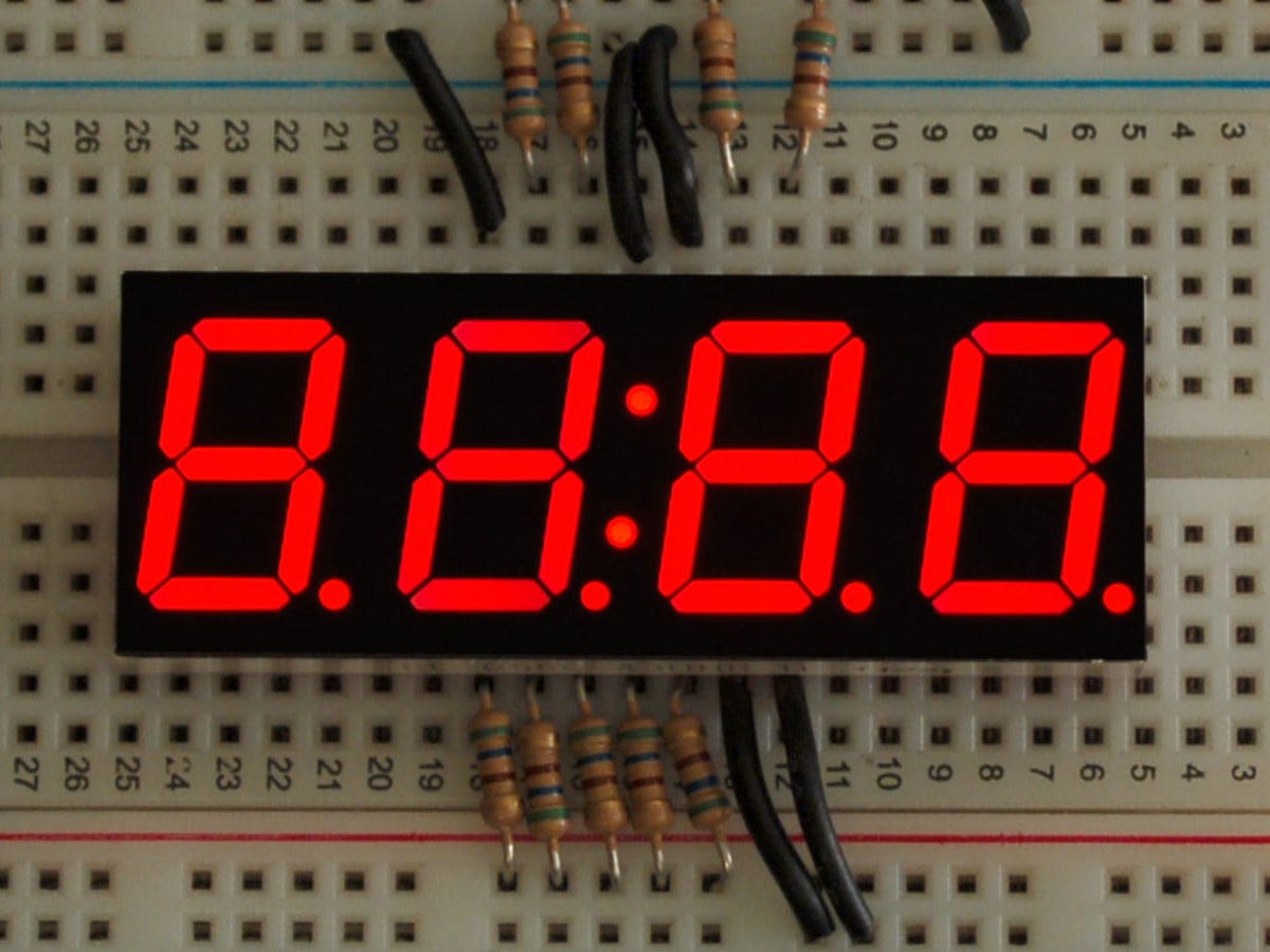Red 7-segment clock display - 0.56" digit height by The Pi Hut - The Pi Hut