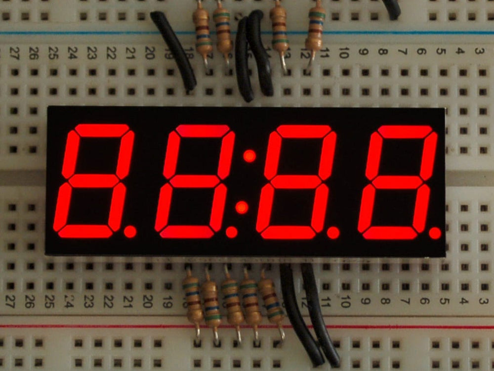 Red 7-segment clock display - 0.56" digit height by The Pi Hut - The Pi Hut