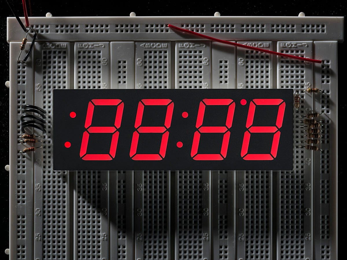 Red 7-segment clock display - 1.2" digit height by The Pi Hut - The Pi Hut
