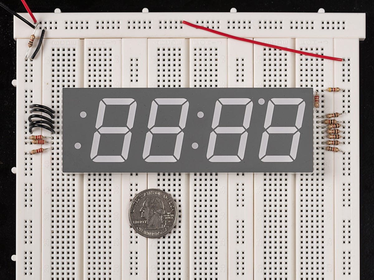 Red 7-segment clock display - 1.2" digit height by The Pi Hut - The Pi Hut