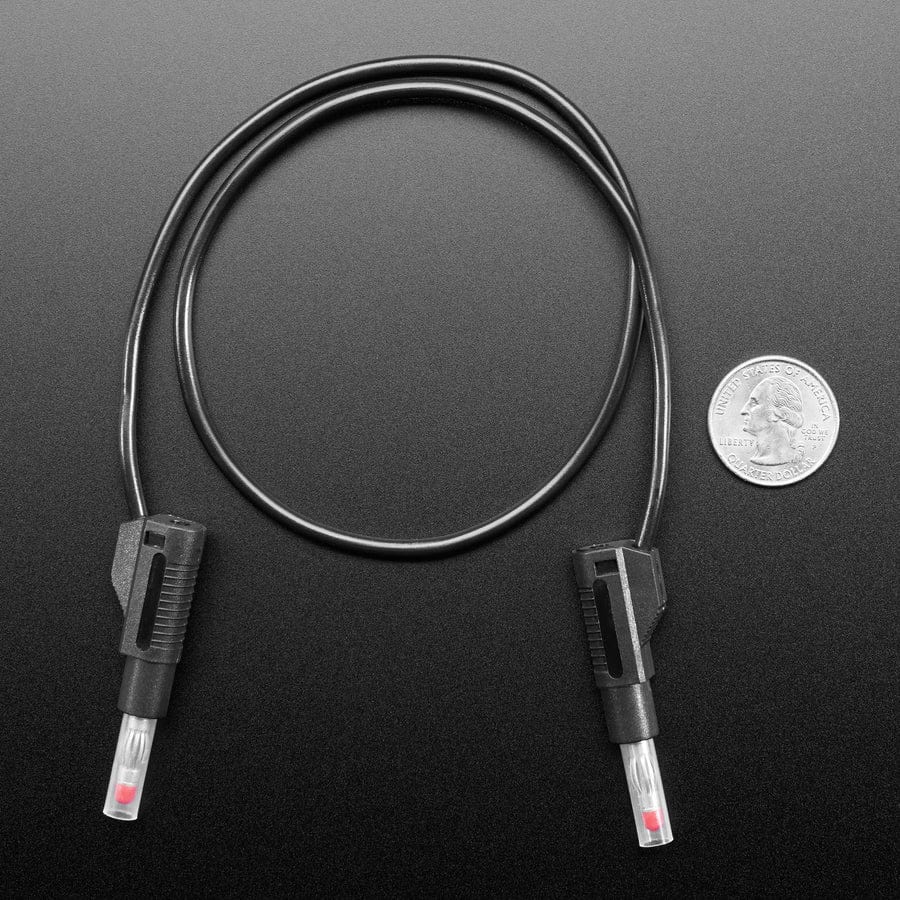 Retractable Stacking Banana Plug Cable - Black 0.5m by The Pi Hut - The Pi Hut