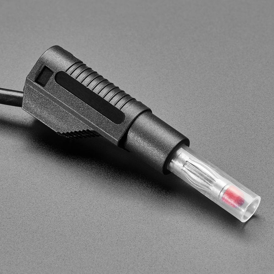 Retractable Stacking Banana Plug Cable - Black 0.5m by The Pi Hut - The Pi Hut