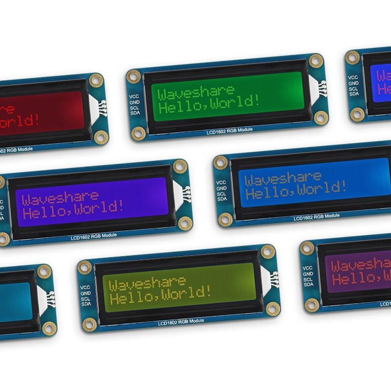 RGB 16x2 LCD Display (I2C, 3.3V/5V) by Waveshare - The Pi Hut