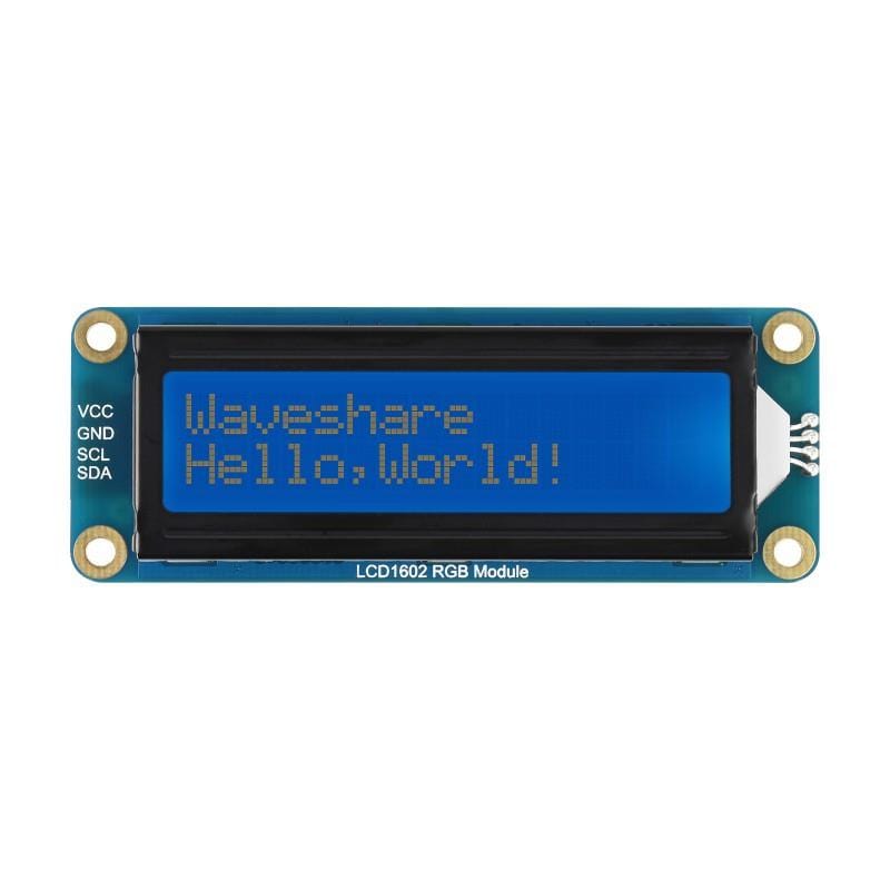 RGB 16x2 LCD Display (I2C, 3.3V/5V) by Waveshare - The Pi Hut
