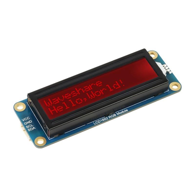 RGB 16x2 LCD Display (I2C, 3.3V/5V) by Waveshare - The Pi Hut