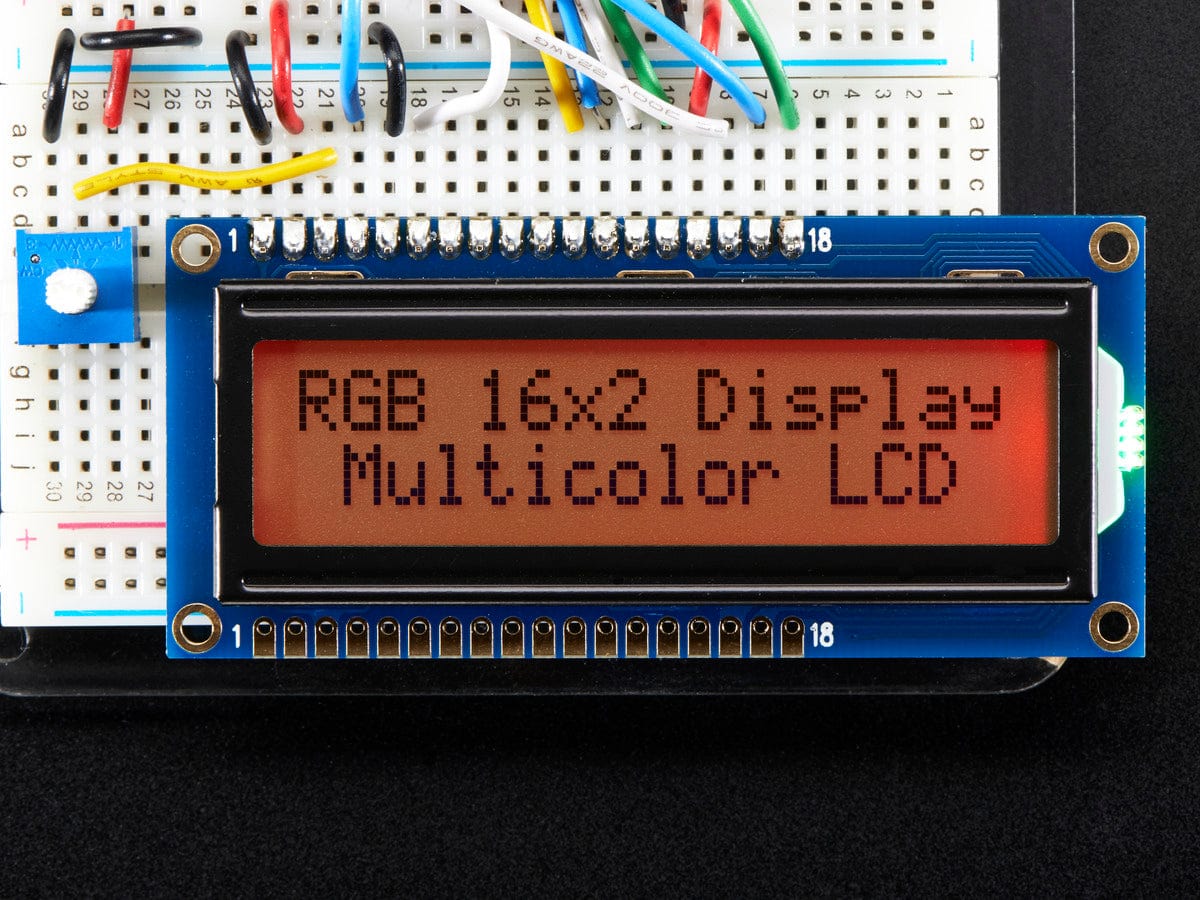 RGB backlight positive LCD 16x2 + extras (black on RGB) by The Pi Hut - The Pi Hut