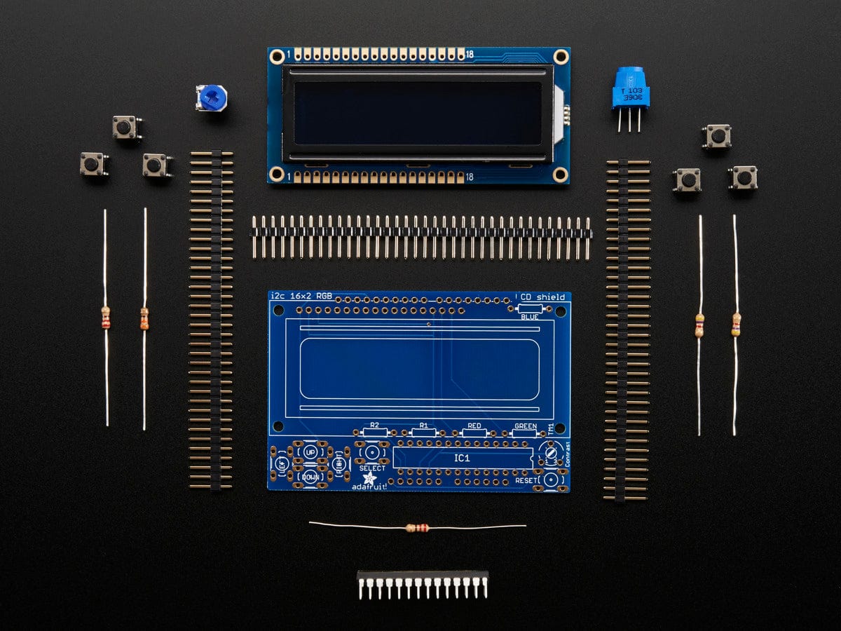 RGB LCD Shield Kit w/ 16x2 Character Display (Negative Display) by Adafruit - The Pi Hut