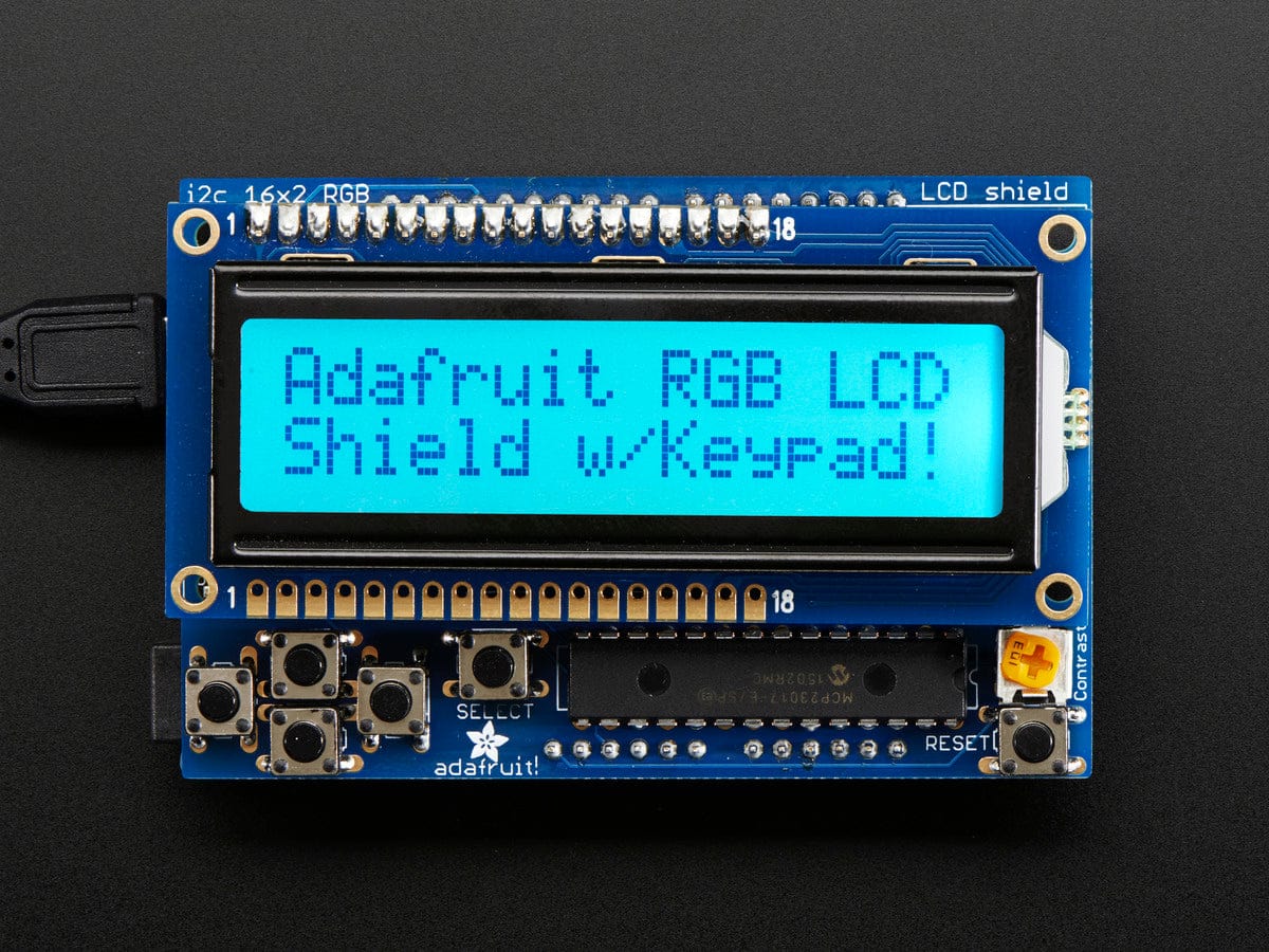 RGB LCD Shield Kit with 16x2 Character Display (Positive Display) by Adafruit - The Pi Hut