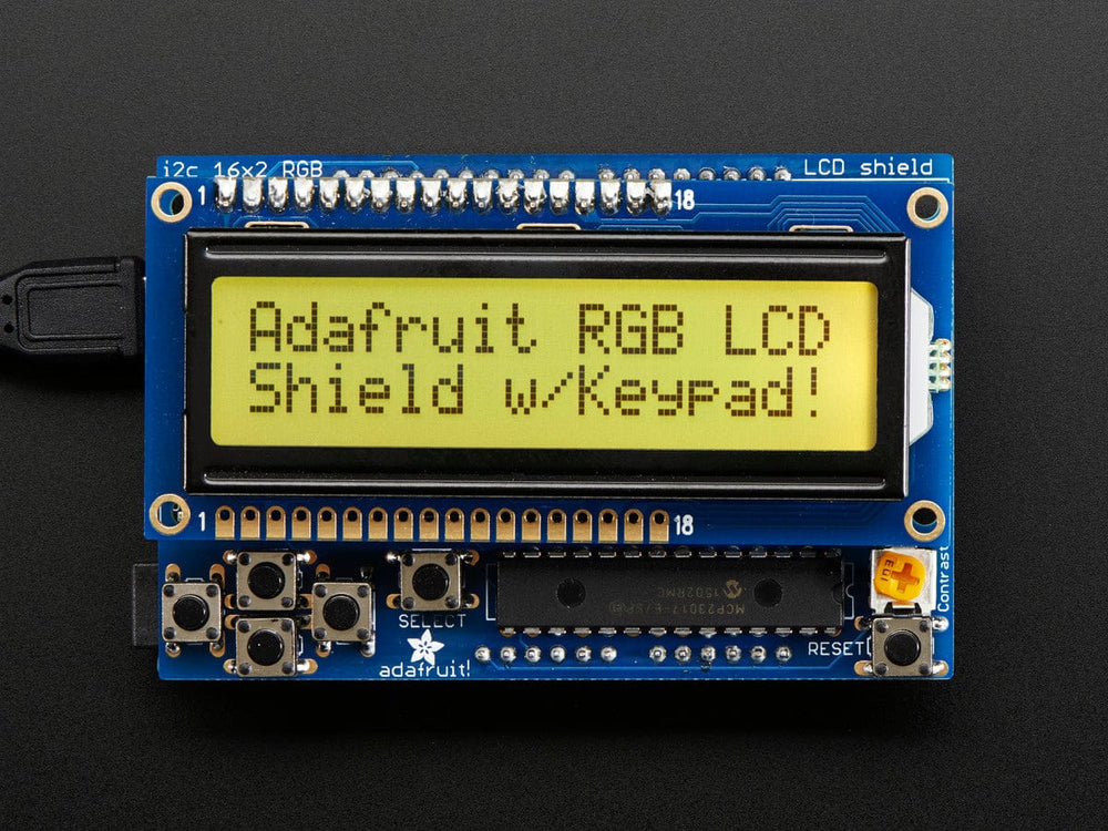 RGB LCD Shield Kit with 16x2 Character Display (Positive Display) by Adafruit - The Pi Hut