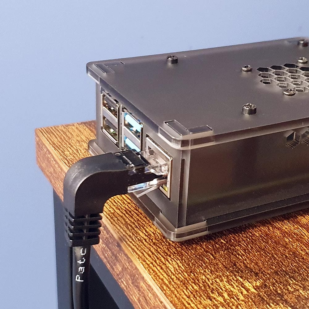 Right-Angled (Down) RJ45 Cat5e Ethernet LAN Cable - 2m by The Pi Hut - The Pi Hut