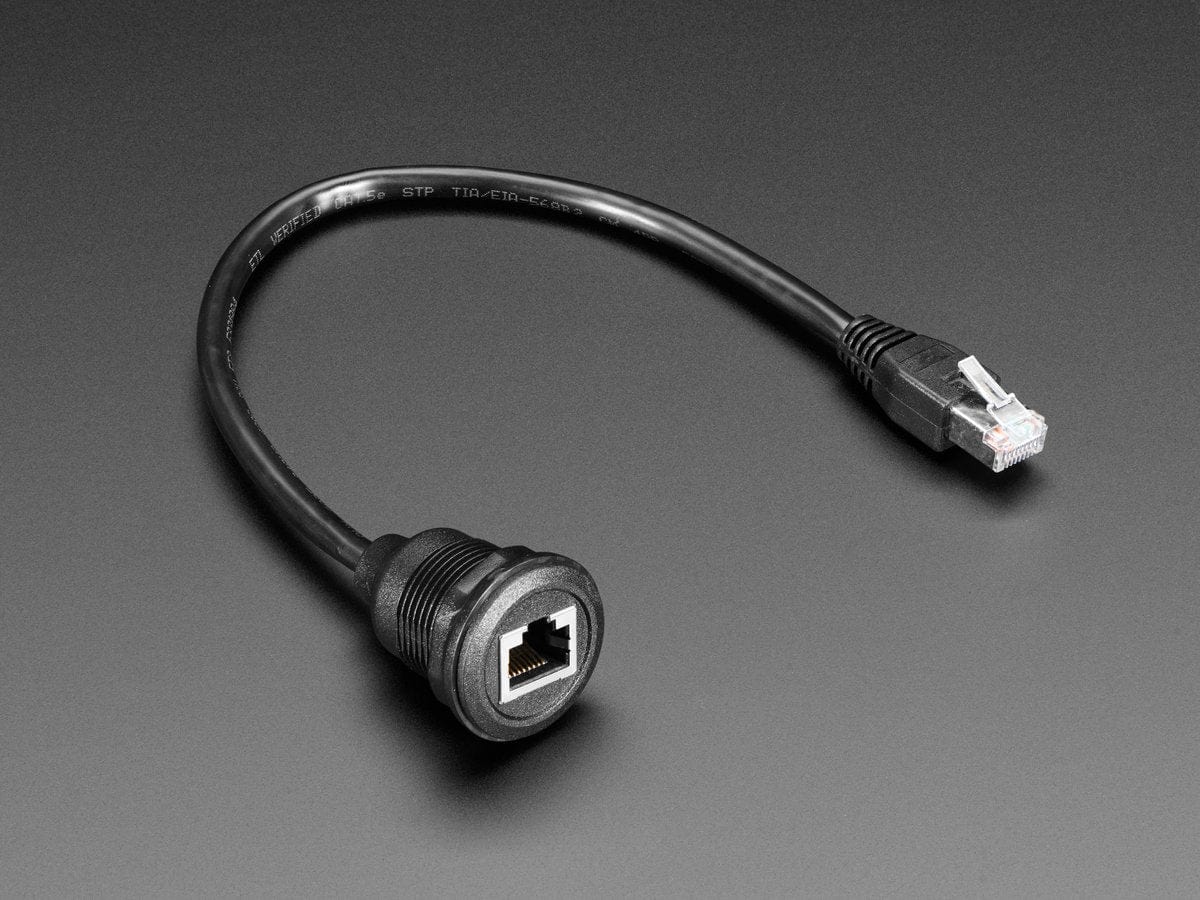 RJ-45 Ethernet Round Panel Mount Extension Cable - 30cm by The Pi Hut - The Pi Hut