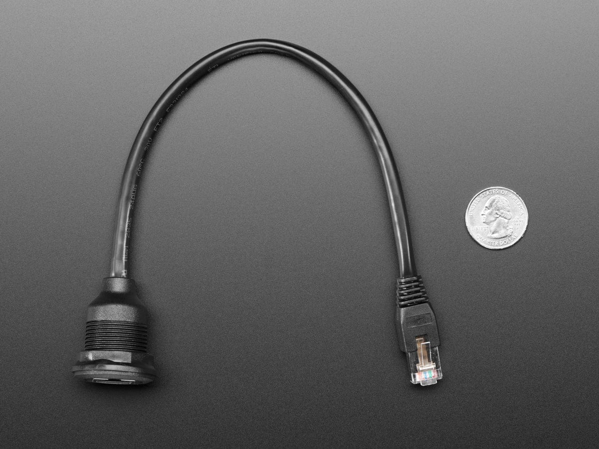 RJ-45 Ethernet Round Panel Mount Extension Cable - 30cm by The Pi Hut - The Pi Hut