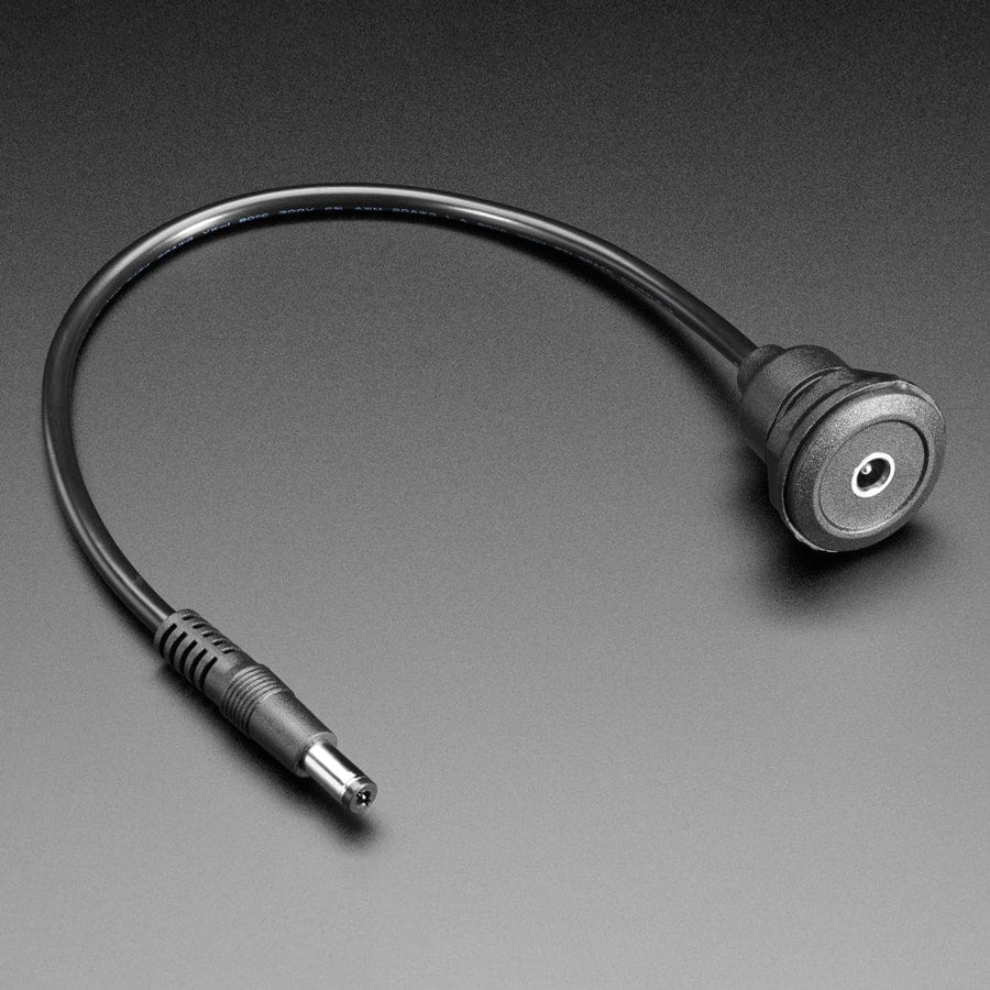 Round Panel Mount 5.5mm/2.1mm DC Barrel Jack Extension Cable - 30cm long by The Pi Hut - The Pi Hut