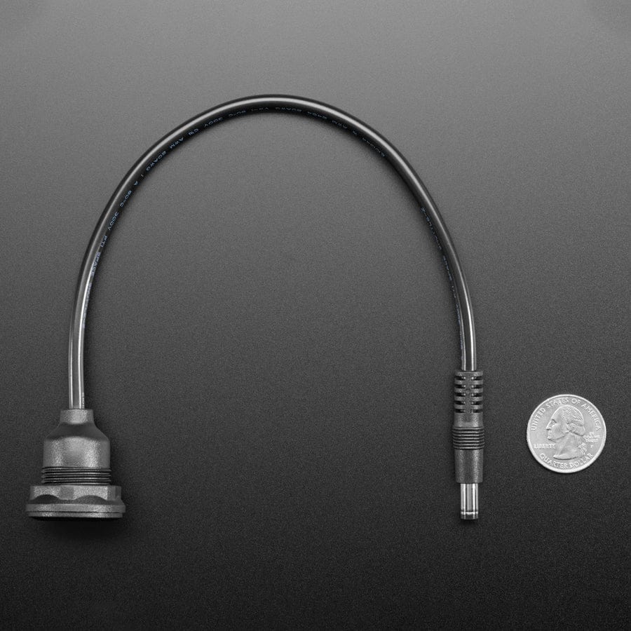 Round Panel Mount 5.5mm/2.1mm DC Barrel Jack Extension Cable - 30cm long by The Pi Hut - The Pi Hut