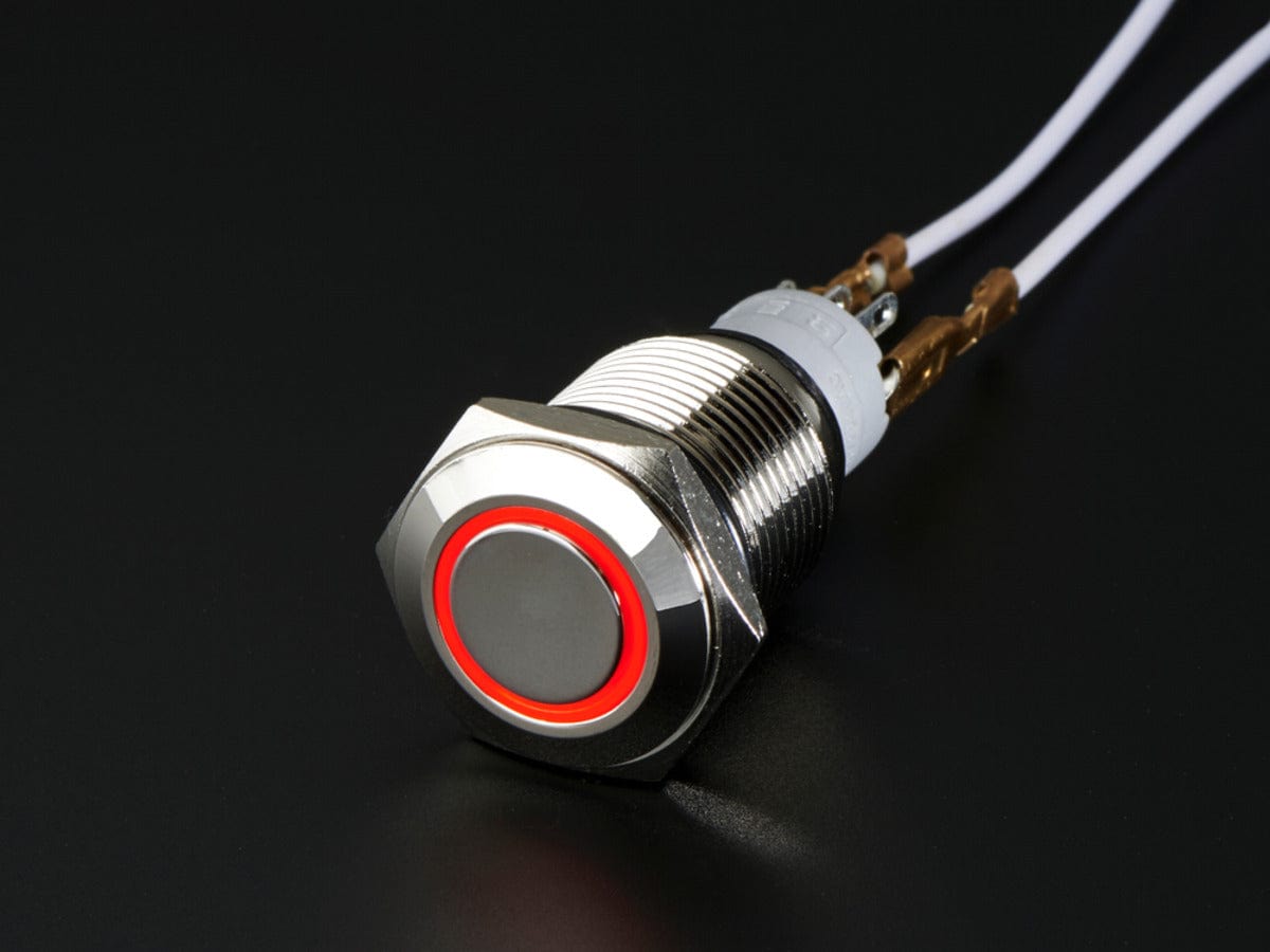 Rugged Metal On/Off Switch with Red LED Ring (16mm Red On/Off) by The Pi Hut - The Pi Hut