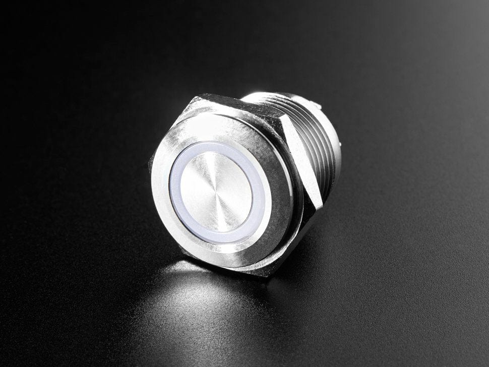 Rugged Metal Pushbutton - 16mm 6V RGB Momentary by The Pi Hut - The Pi Hut