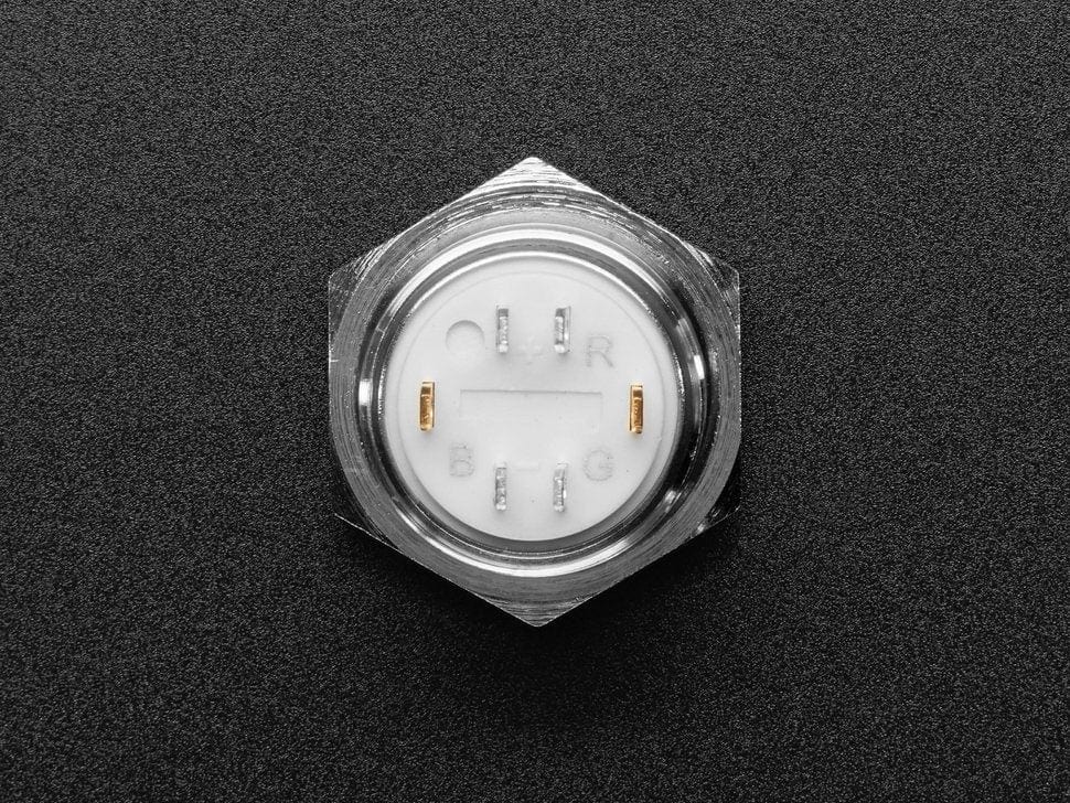 Rugged Metal Pushbutton - 16mm 6V RGB Momentary by The Pi Hut - The Pi Hut